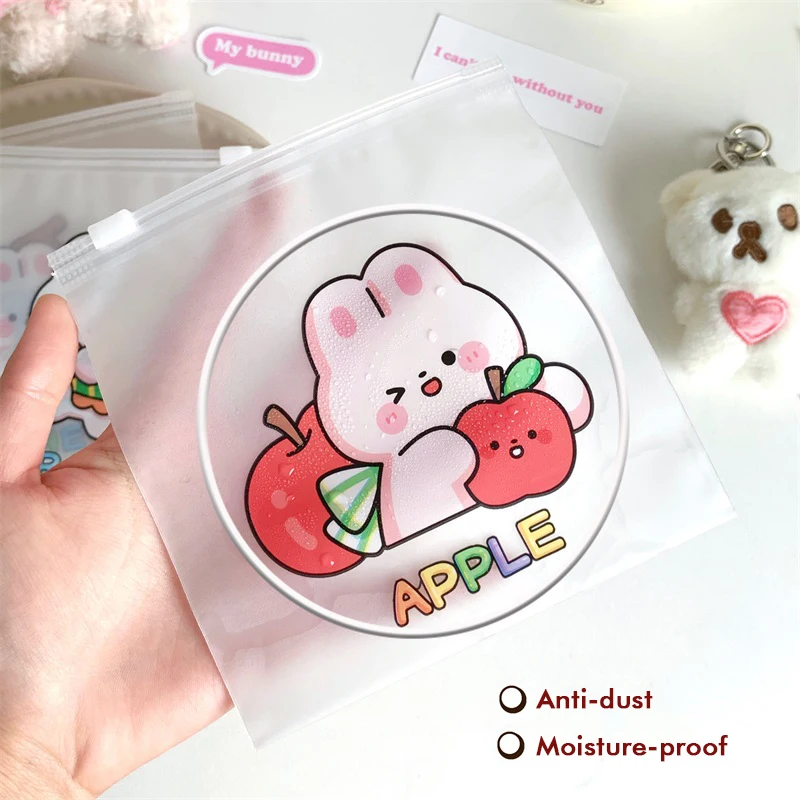 20/50/100pcs Zipper Storage Bag Cute Cartoon Pattern Printing Snack Cosmetics Storage Bag Frosted Self Sealing Packaging Bag