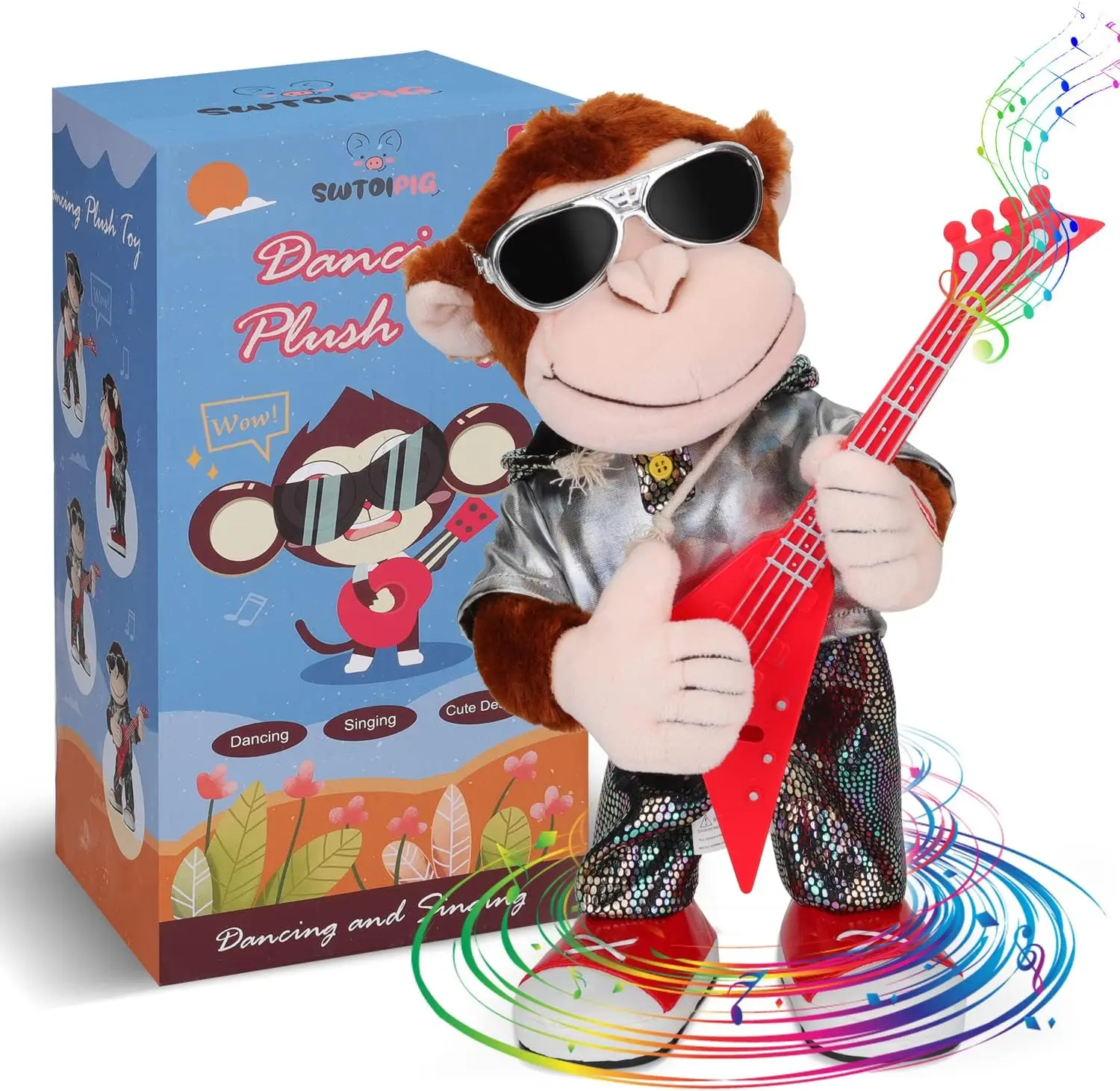 

Dancing Monkey Plush Toy with Music and Movement, Educational Stuffed Animal for Kids' Intelligence Development