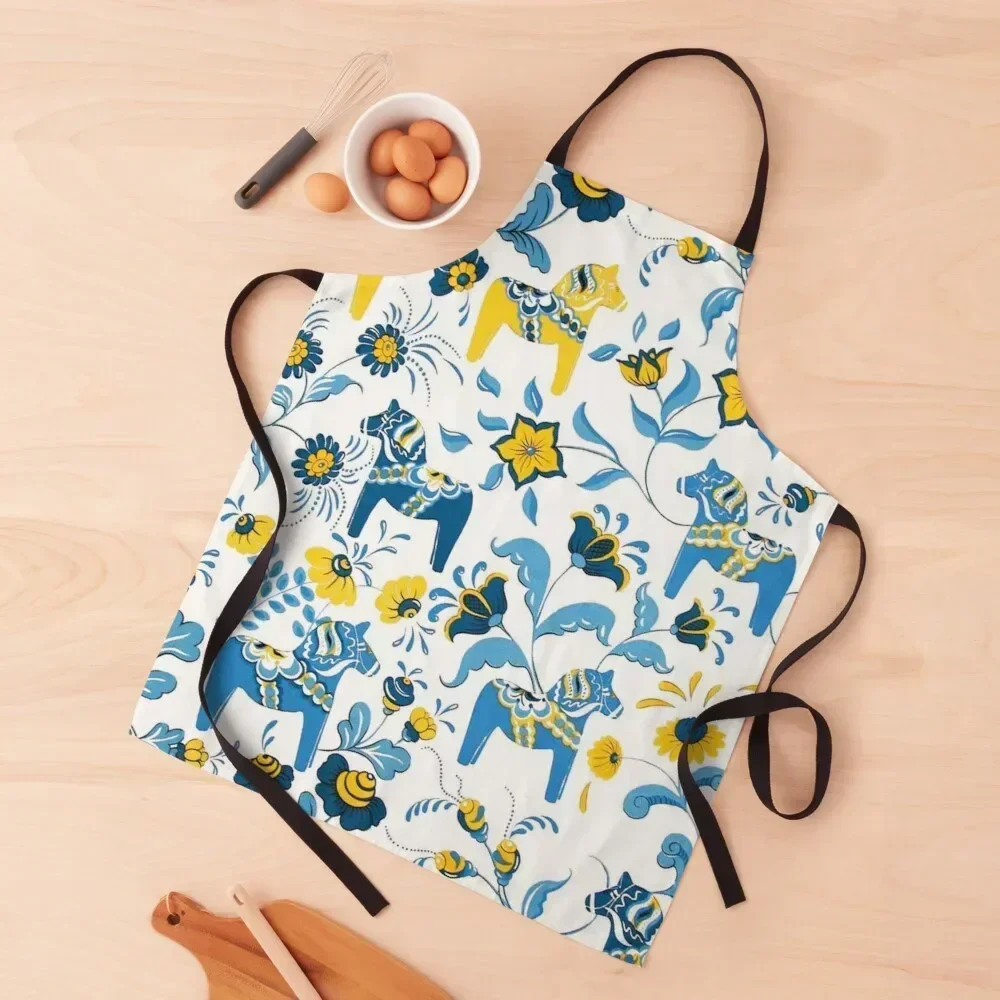

swedish dala horse Apron Kitchenware Women Kitchen Kitchens Woman Men'ss Apron