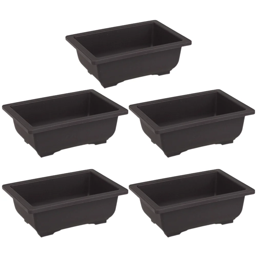 

5 Pcs Garden Bonsai Holder Rectangular Planter Ornament Outdoor Plastic Flower Pot Pots