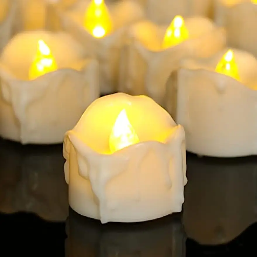 Battery Operated Timer Candles 12 Packs LED Flameless Votive Tea Lights Candle for Decorations Christmas Home Party Decor