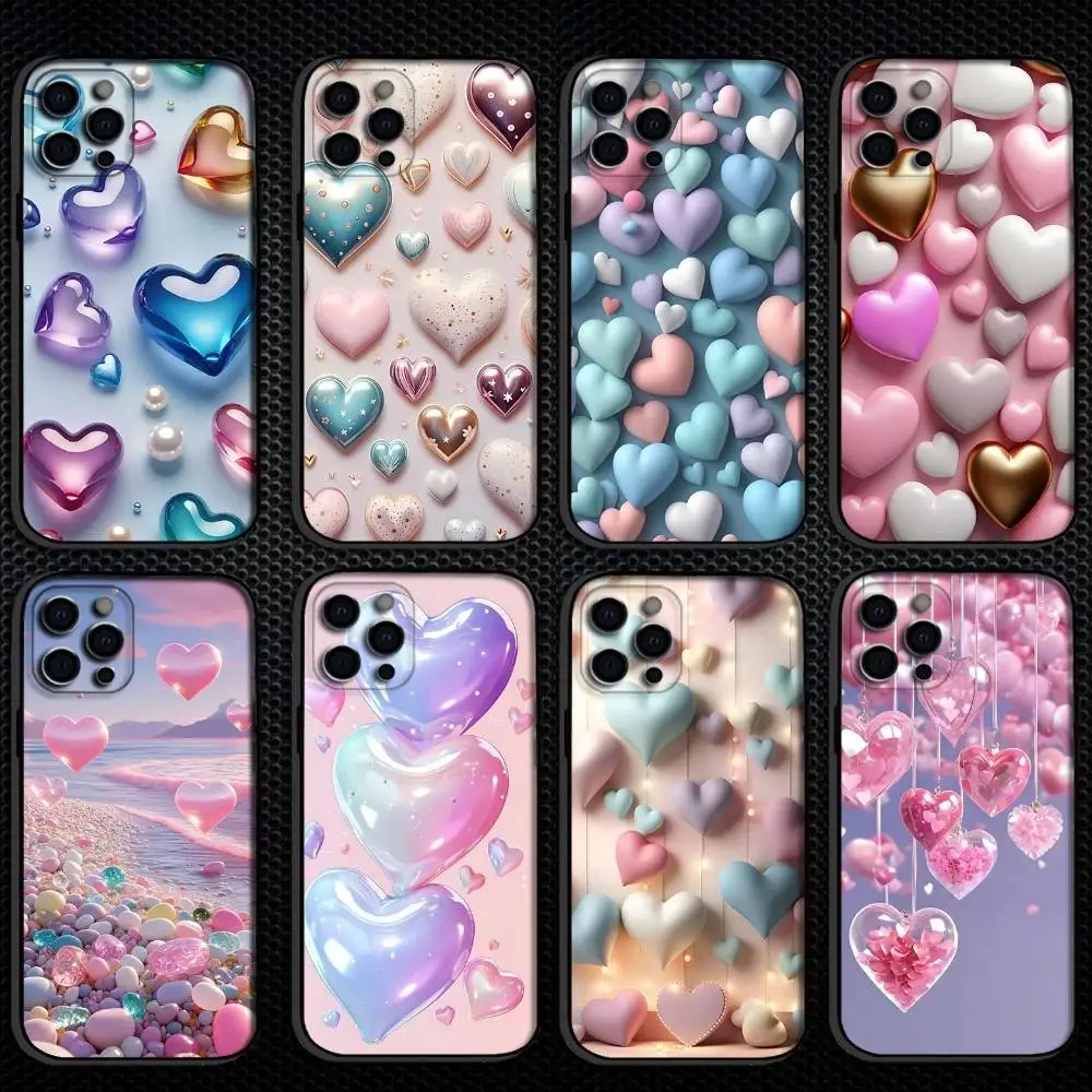 

Background wallpaper - Hearts Phone Case For iPhone 16,15,14,13,12,11 Plus,Pro Max, Others Soft Black Cover