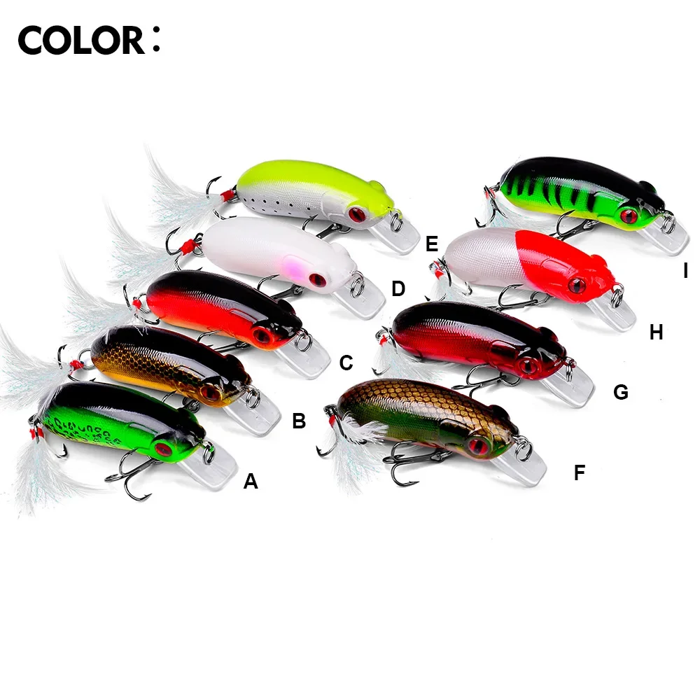 1pcs Fishing Lure 6.2cm 10g Hard Artificial Minnow Lures 9 Color Crankbait Fishing Baits 8# Treble Hook