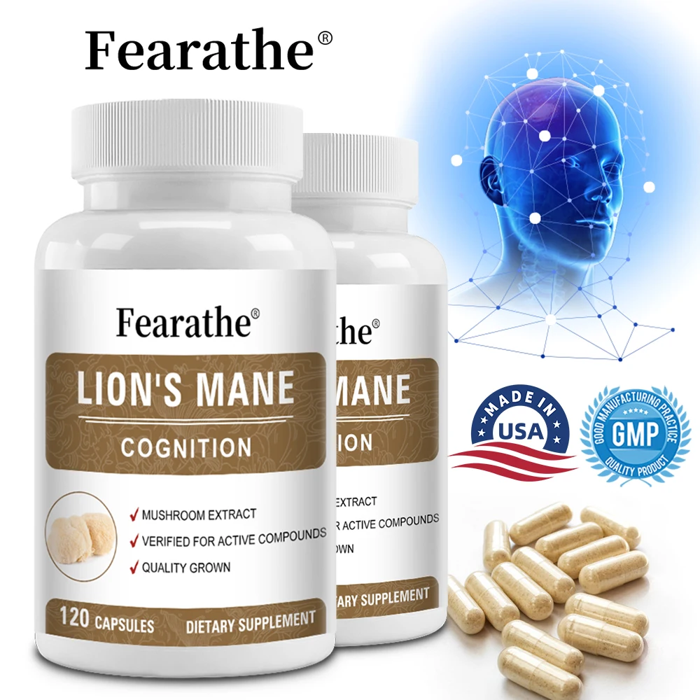 Lion's Mane Cognitive Capsules - Organic Lion's Mane Extract, Helps Mental Clarity, Focus, Memory, Cognition, Brain Health