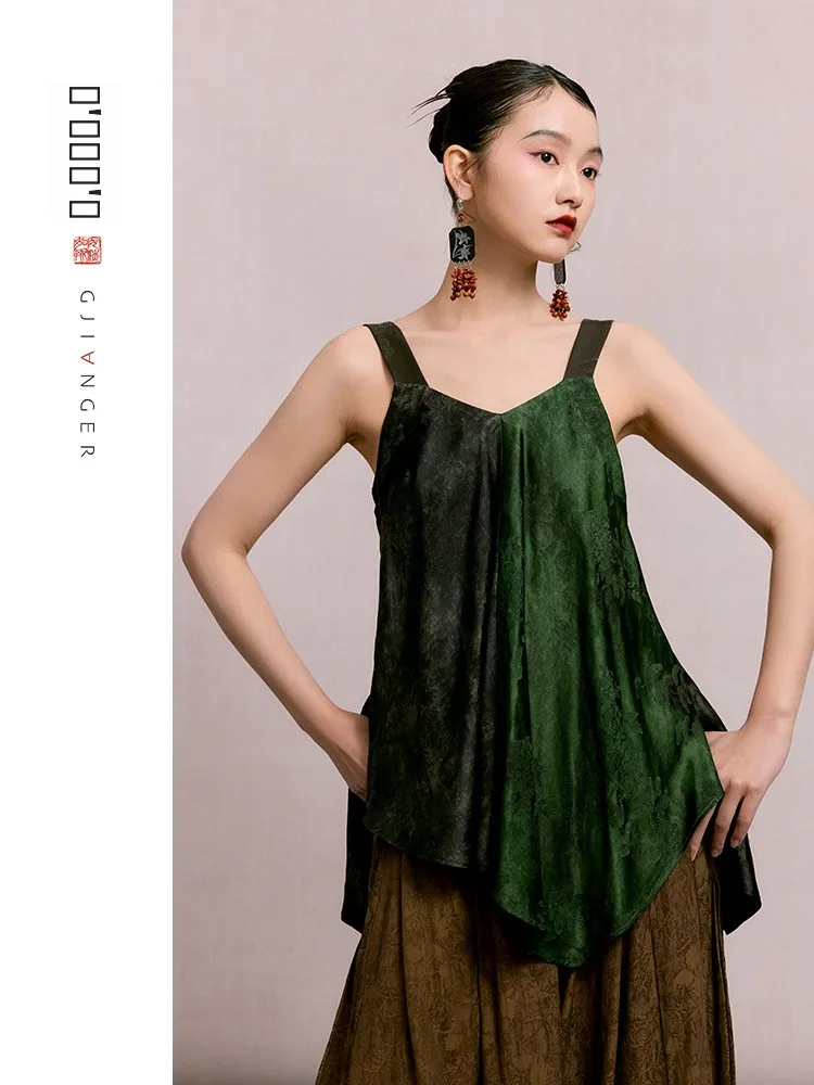 

Новая женская майка свободного кроя в китайском стиле с оригинальным дизайном, универсальная для лета и весны, сезонная, модная, с этикеткой Qiang...