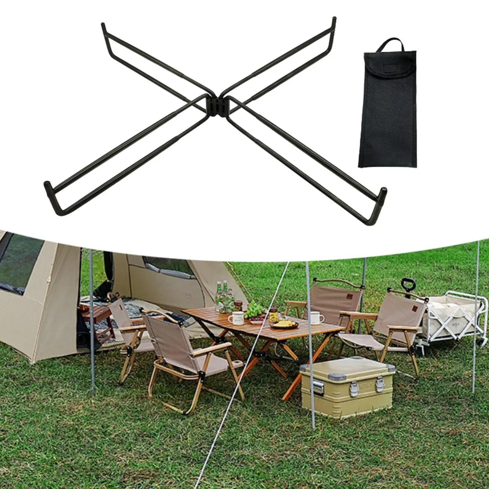

Insulated Ice Bucket Holder Foldable Cooler Stand Sturdy Iron Support Folding Shelf for Outdoor Camping Hiking Picnics