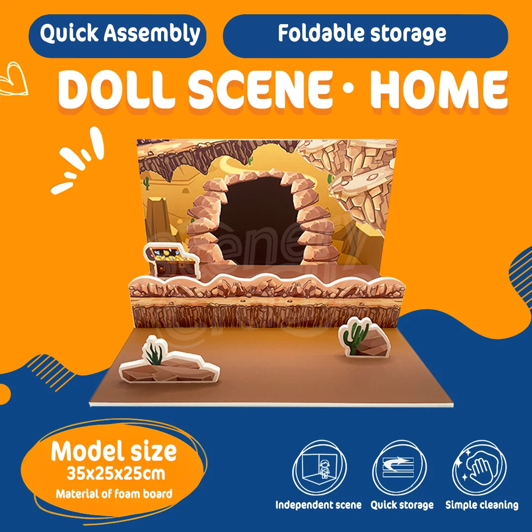 

An assembled model of a miniature scene backdrop, used for displaying dolls, actions, vehicles, characters, and PVC background m