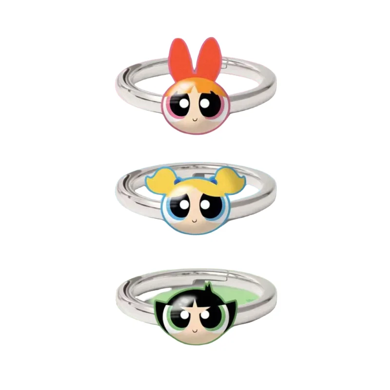 

Miniso ThePowerpuffGirls Adjustable Opening Couple Ring Jewelry Cartoon Animation Cute Accessories Peripheral Creative Gifts