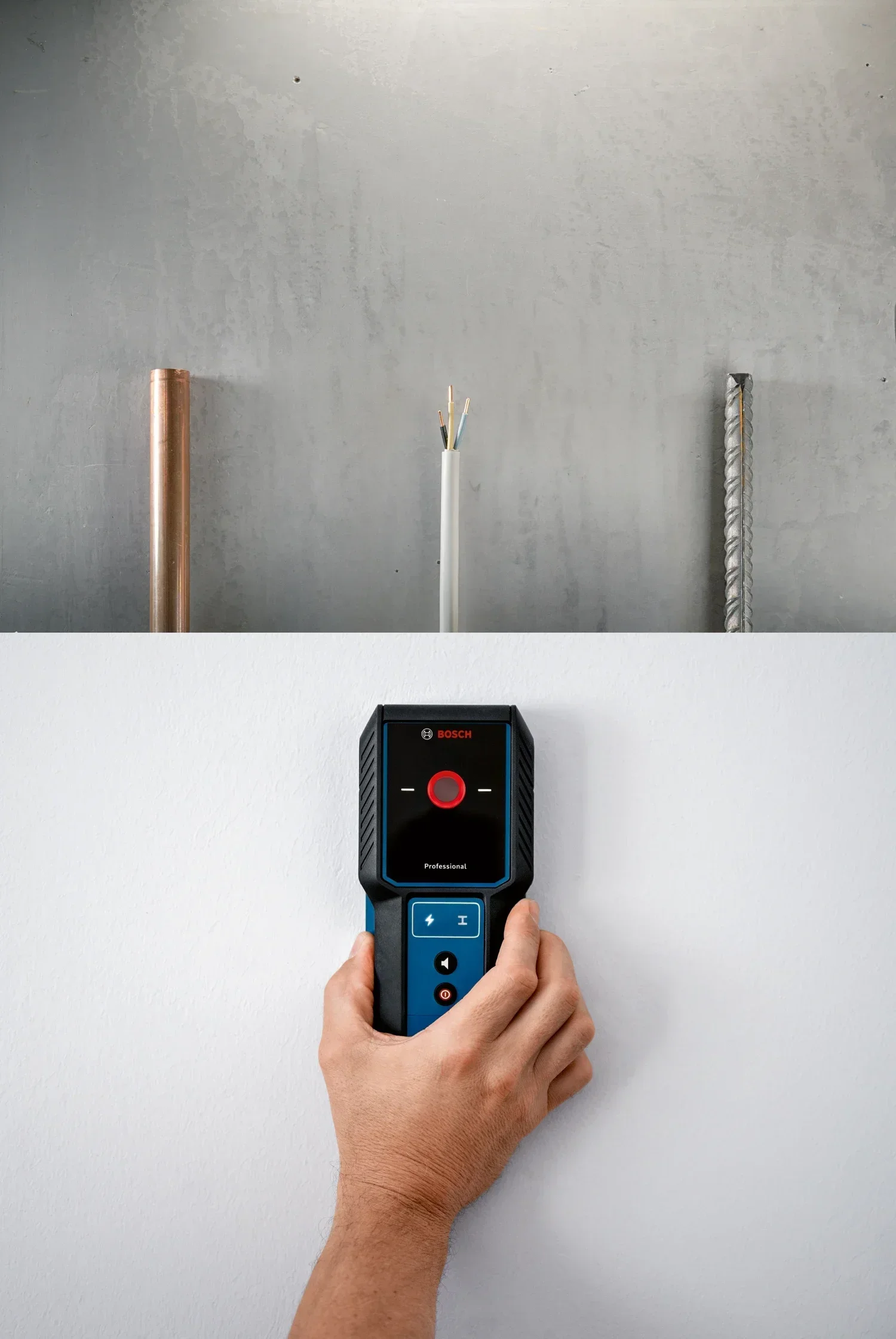 BOSCH GMS 100-23 Material Wall Detector, IP54 Professional Scanner for Wall Drilling, Detect Cable Metal Wood Power Tool