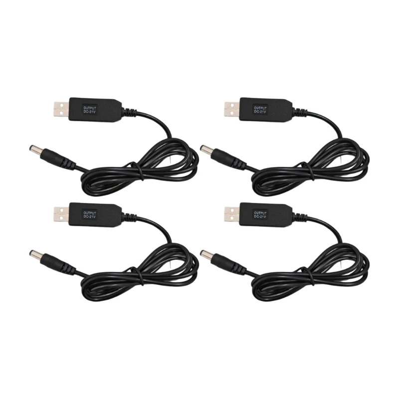 USB 5V to 21V 5.5x2.1mm Battery Charging Cable with Center-Positive Power End W8KE
