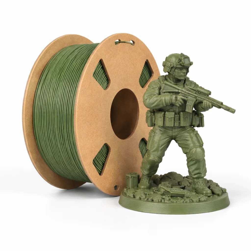 

Matte PLA Plus Filament 1.75mm, Olive Green Color, Low Warping, Minimal Layer Lines, Dimensional Accuracy +/- 0.02mm, 1kg(2.2lb)
