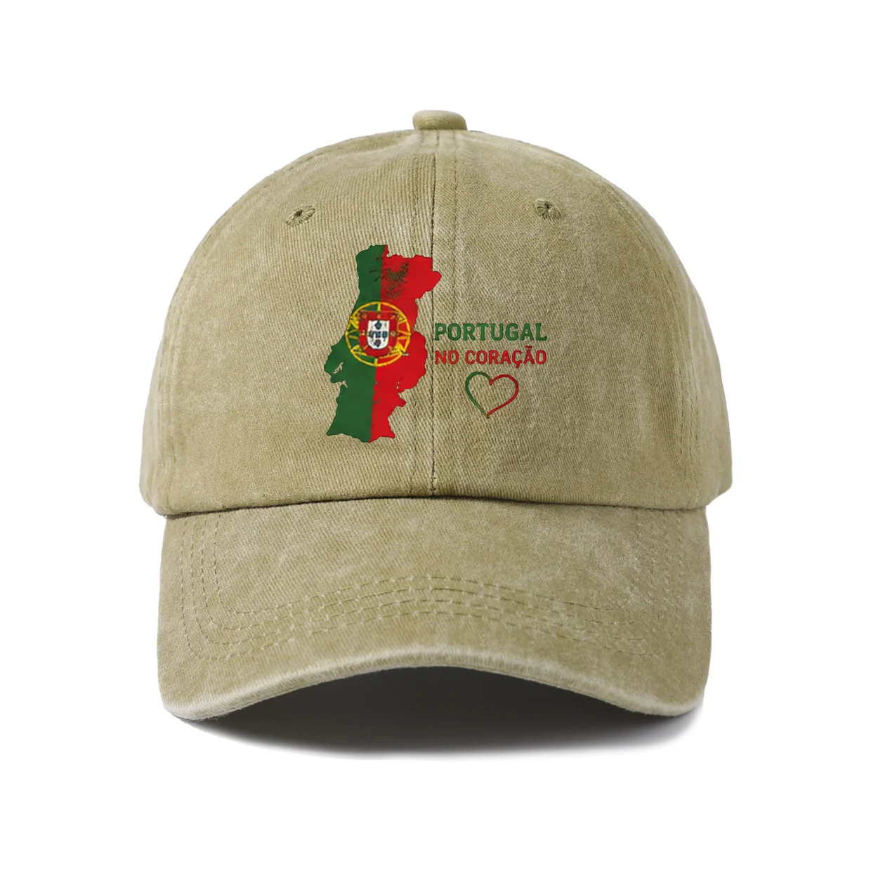 Portugal Map and Flag Graphic Baseball Cap, Vintage Washed Adjustable Unisex Dad Hat, Streetwear Gift