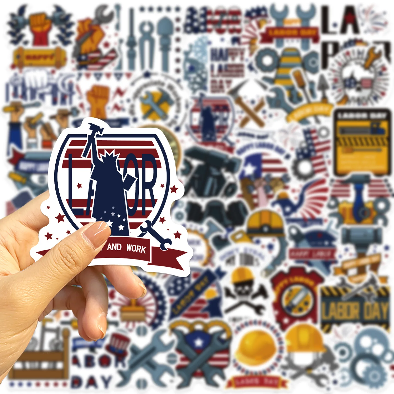 

10/50PCS American Labor Day Personalized Creative Decorative Graffiti Stickers Waterproof Decals DIY Desk Bicycle Stationery Box