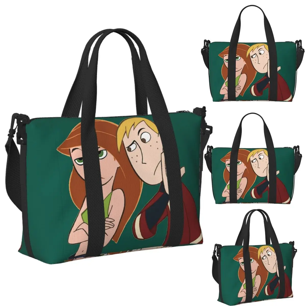 

Пляжная дорожная сумка Kim Possible на заказ, большая вместительная сумка для тренажерного зала, йоги, женская дорожная сумка для покупок, сумка на плечо