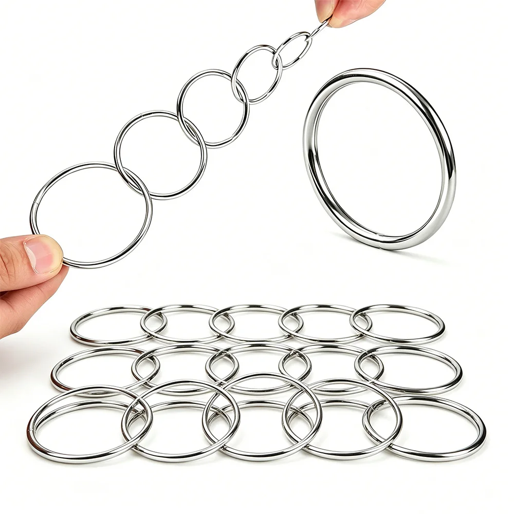 304 Stainless Steel Solid O-Ring for Dog Collar Leash – Seamless Welded Metal Connection Ring for Pet Harness Bag DIY Craft 5/2P