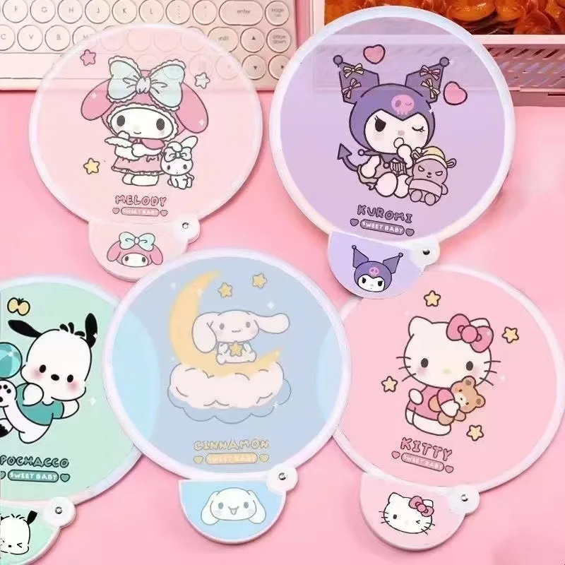 

New Sanrio Folding Fan Hello Kitty Carrying Fan with You Summer Cute Cartoon Anime Moving Character Image Birthday Gift