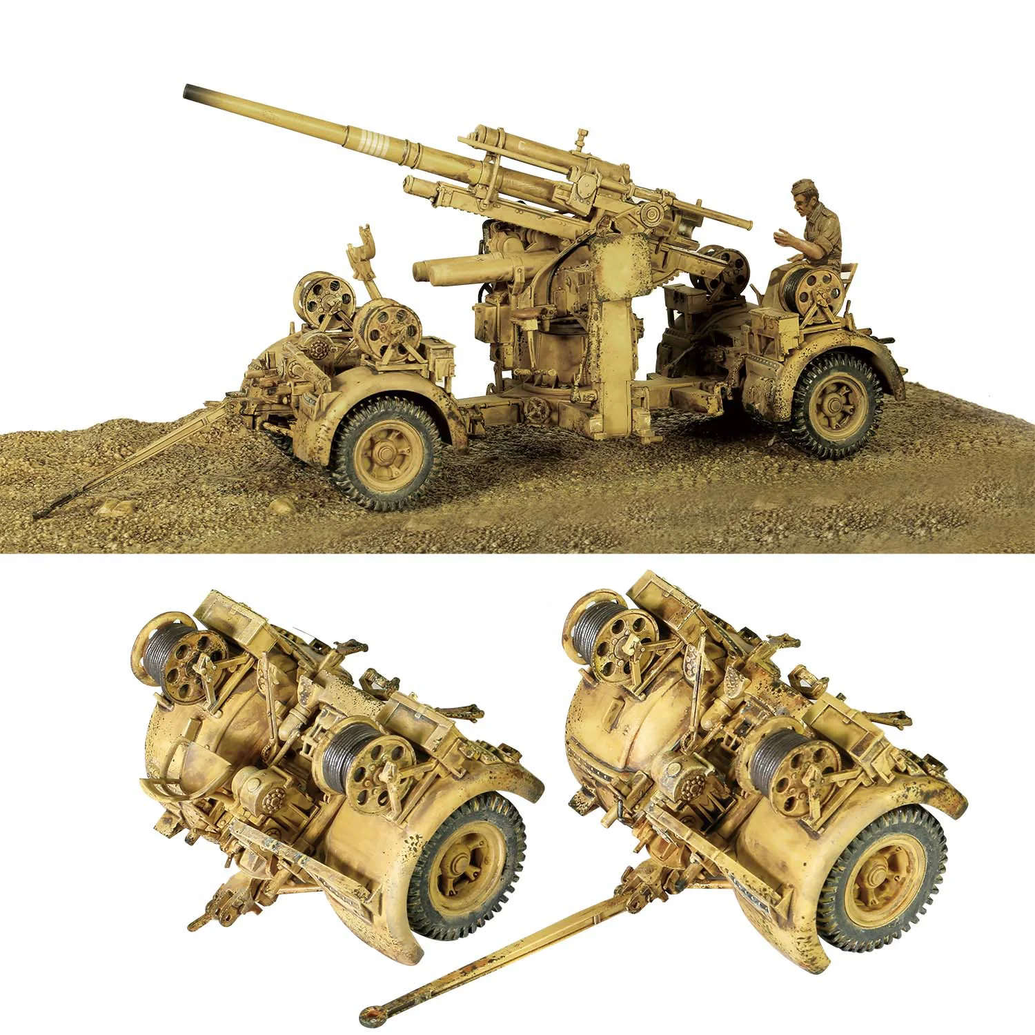 Fine 1/32 German 88mm FLAK model desert camouflage  North African Battlefield  Alloy finished product collection model