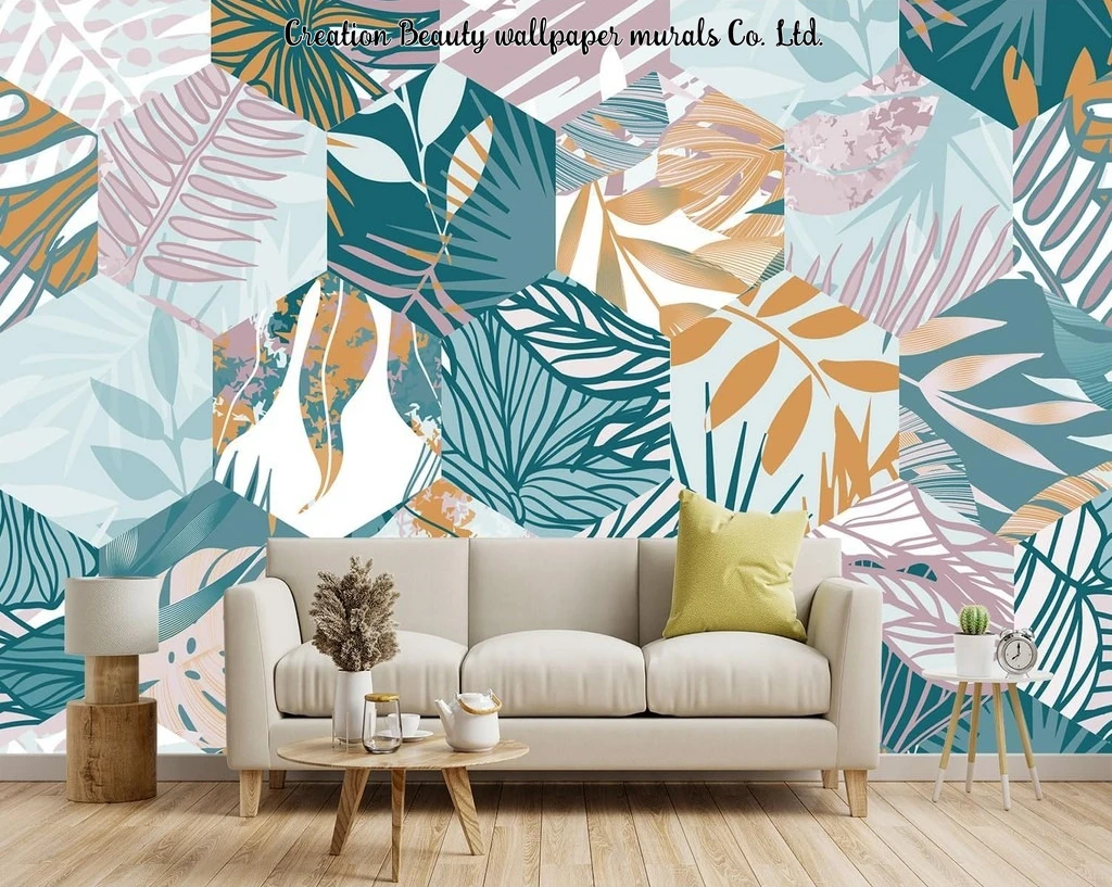 Abstract Geometry Tropical Plant Leaf Wallpaper Living Room Bedroom Background Wall Paper Home Decor Mural Papel De Parede
