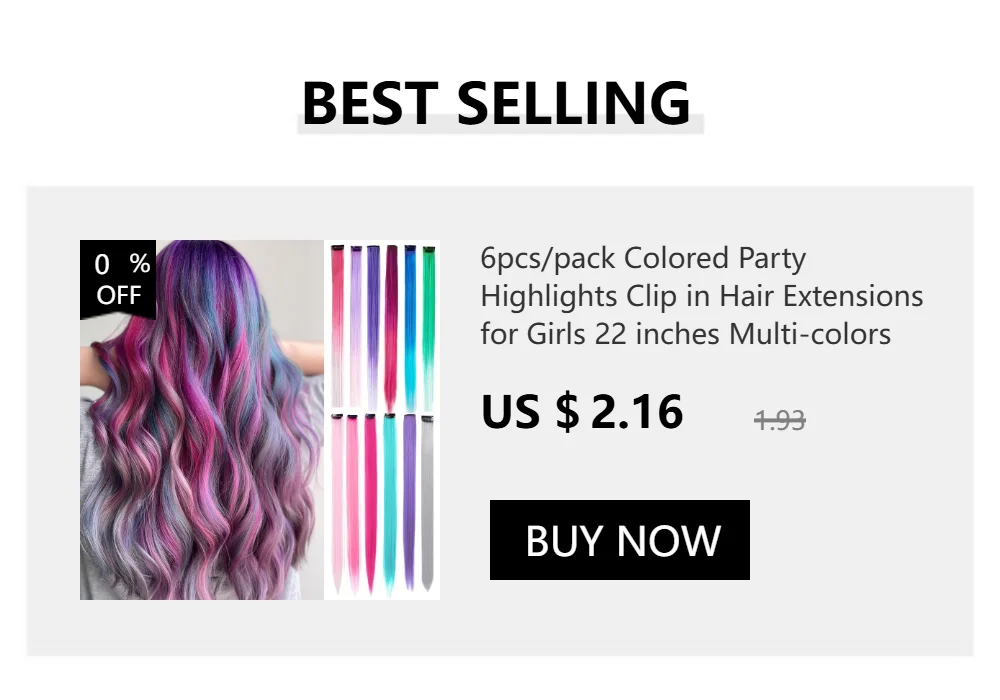 Clip in Hair Extensions Colored Party Highlights 22 Inches 6pcs/pack Multi-colors Straight Hair Synthetic Hairpieces Royal Blue