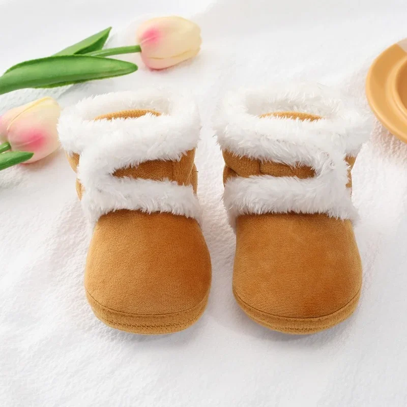 Handmade Cute Baby Boy Girl Warm Soft Sole Boots, Non-slip Casual Sneakers for Infants and Toddlers, Autumn Winter Walking Shoes