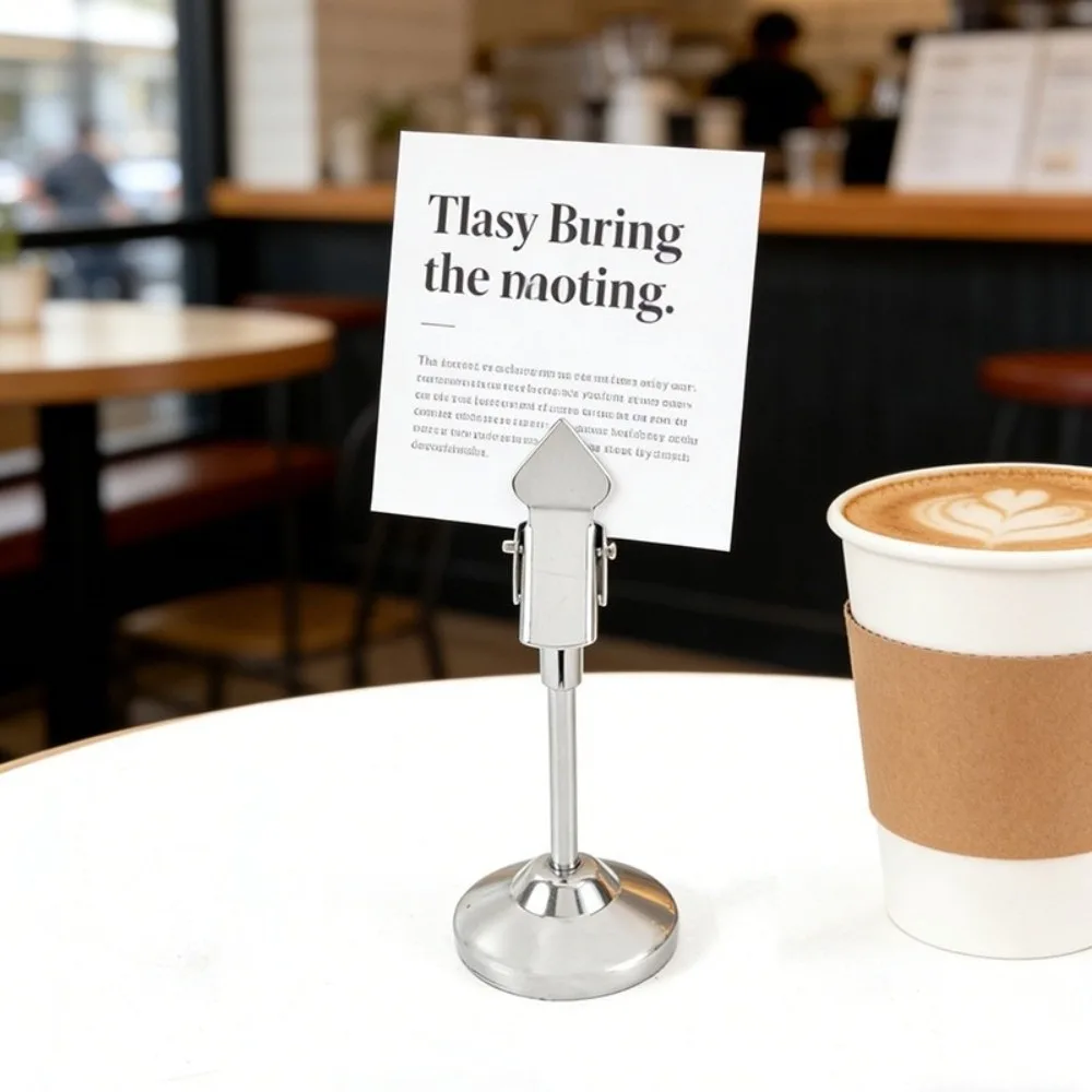 Portable Stainless Steel Table Number Stand Vertical Multifunctional Menu Card Clip Bakery Label Stand Cafe