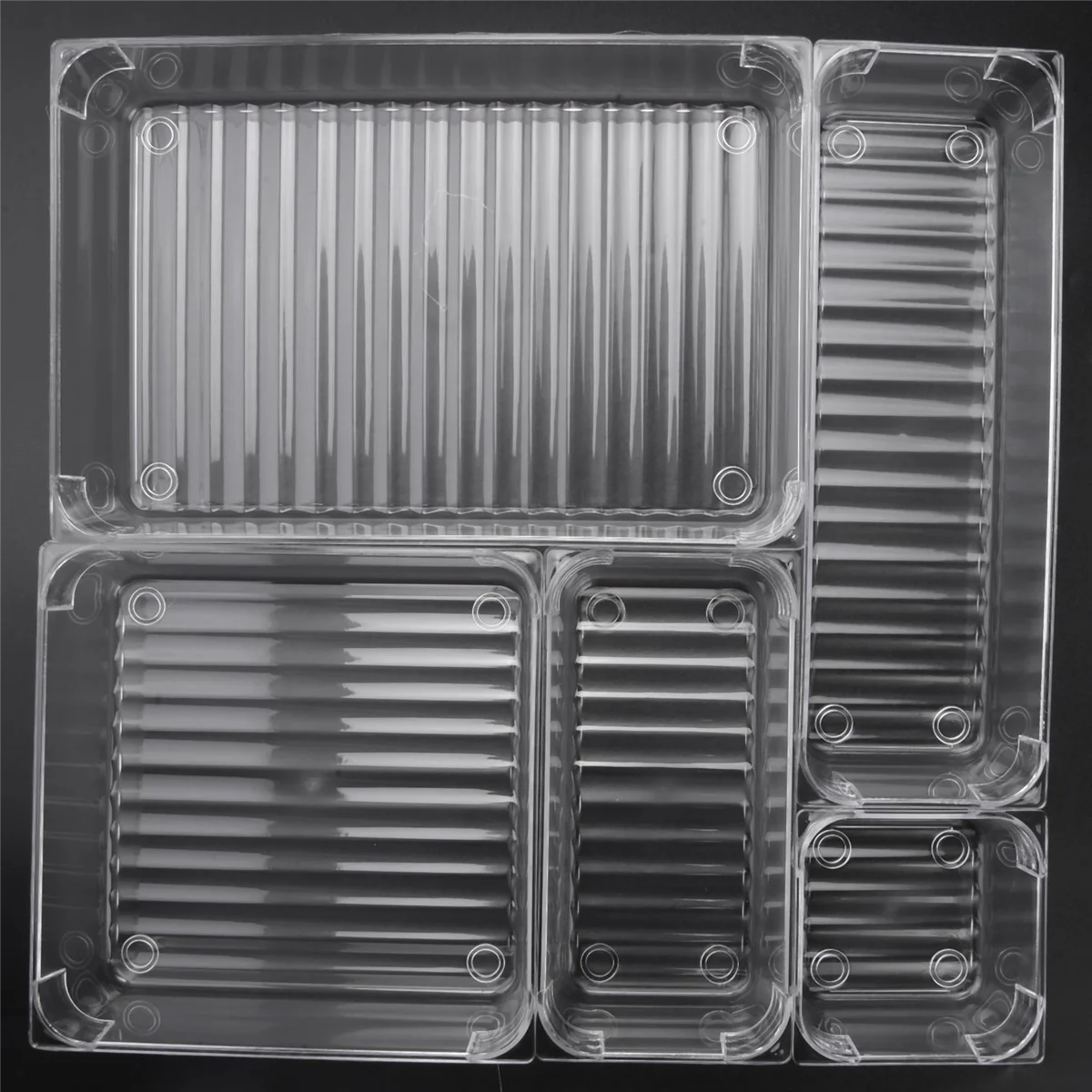 Système d'Organisation à Proximité Mathiée, Antidérapant, Boîte de Rangement Transparente MELInsert, 18 Pièces