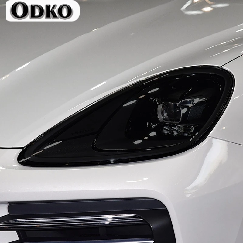 

2 Pcs Car Headlight Protective Film Front Smoked Black TPU Sticker For Porsche 911 718 Cayenne Panamera Macan Taycan Accessories