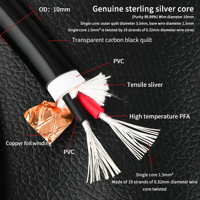 Hifi 1.5mm²2.5mm ² High fidelity 4N sterling silver speaker loose cable amplifier DIY home theater surround cable connection