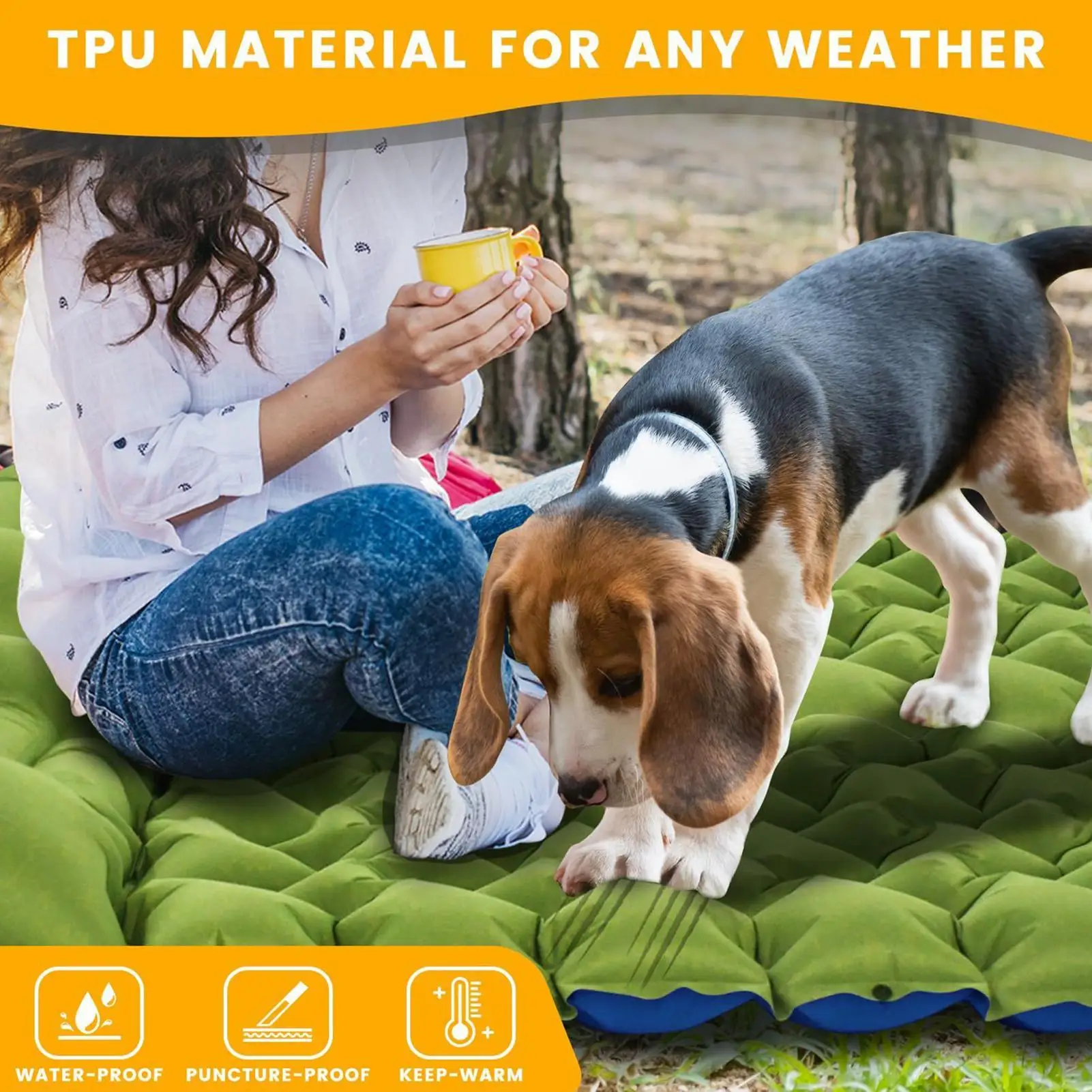 

Camping Inflatable Sleeping Pad Inflatable Sleeping Mat With Pillow Comfortable Camp Air Mattress Ergonomic Tent Gear For Garden