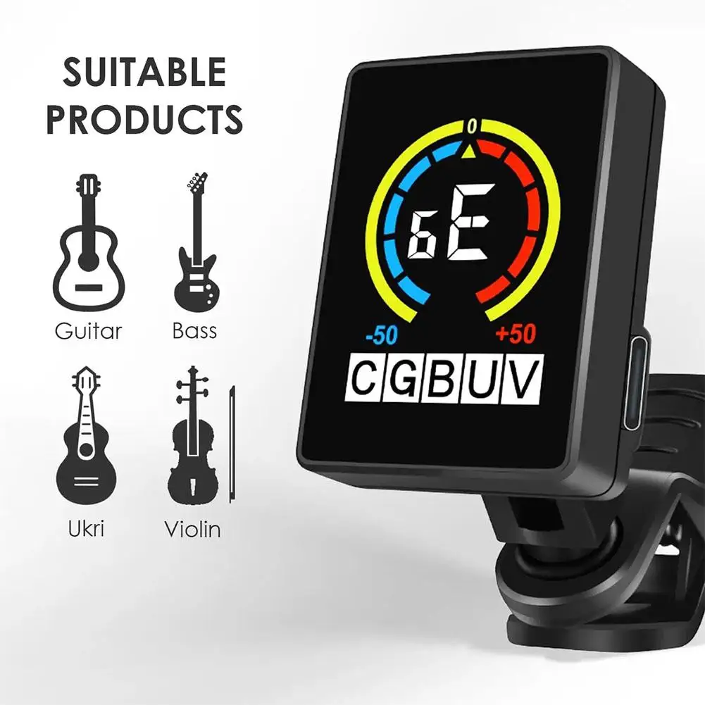 Guitar Tuner Metronome Color Screen Charging Guitar Tuner Guitar/Bass/Ukulele Twelve Average Rhythm Multifunctional Calibrator