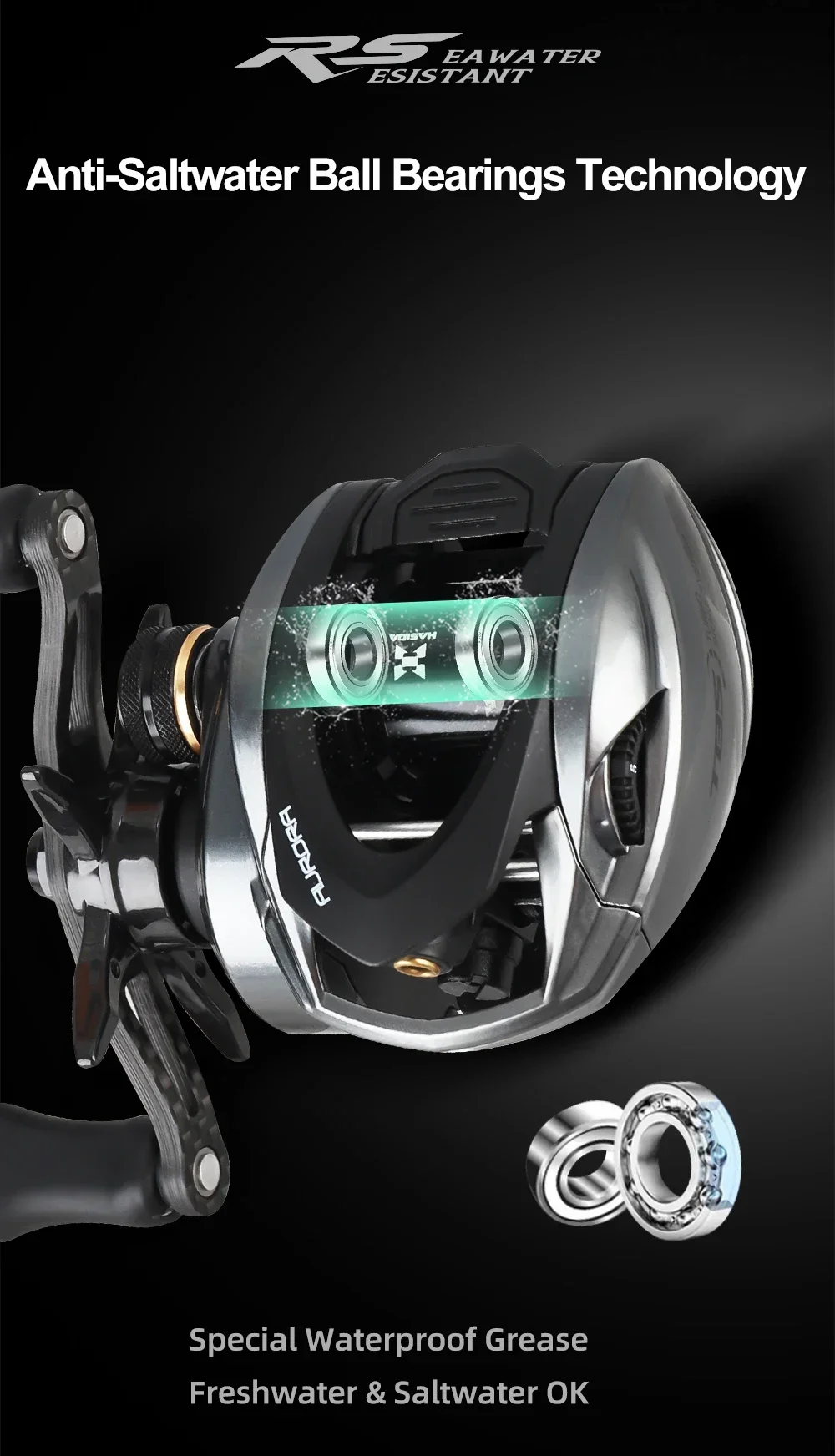 Reel BaitCasting 115g 8.1: Ratio Long cast Fishing Reel AEROSPACE T7 & BRASS GEAR Fishing BaitCasting Reel