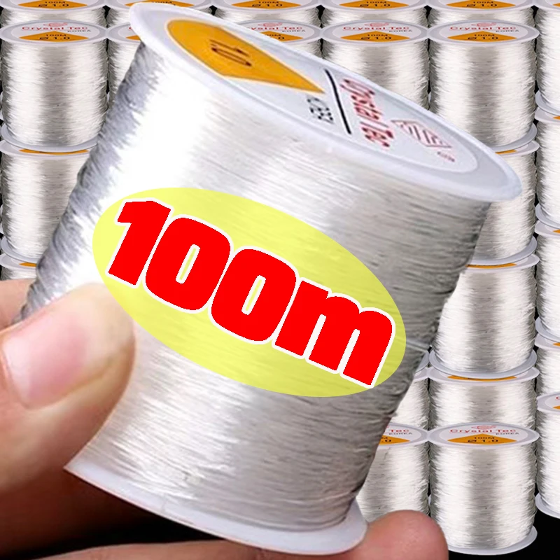 

100 м/рулон, прозрачный гибкий эластичный шнур с кристаллами, нить для изготовления ювелирных изделий, браслет из бисера «сделай сам», ожерелье, трос 0,5 мм