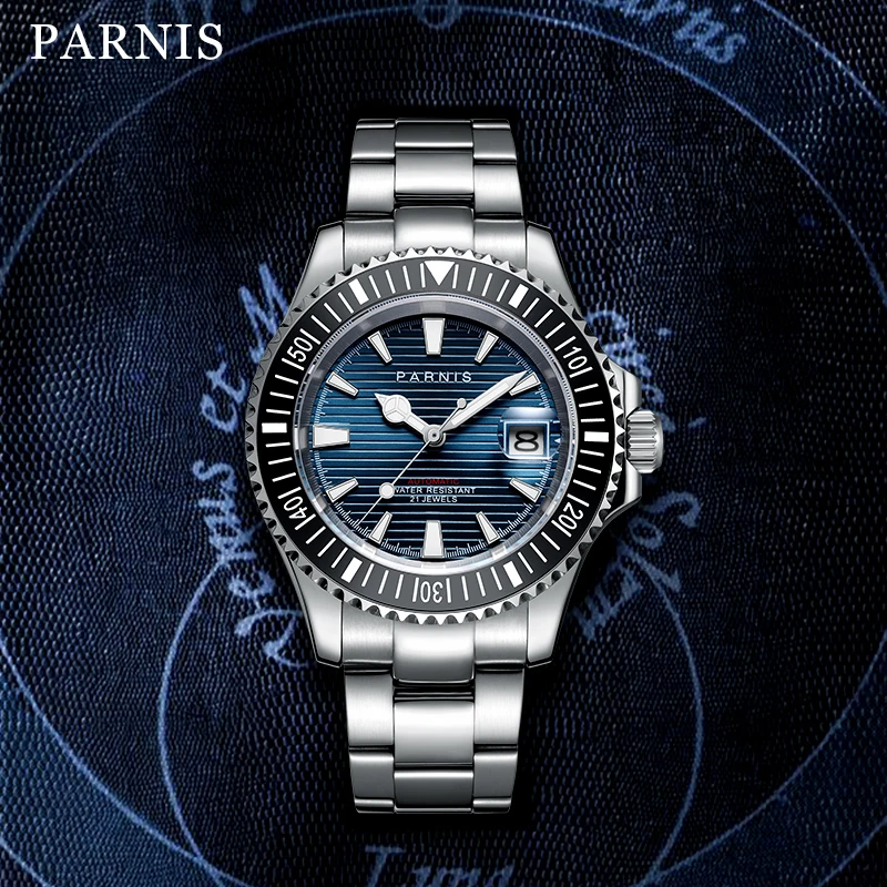 

Parnis 41mm Automatic Mechanical Watches Men Diver Wristwatch 21 Jewel Miyota 8215 Automatic Movement Sapphire Crystal