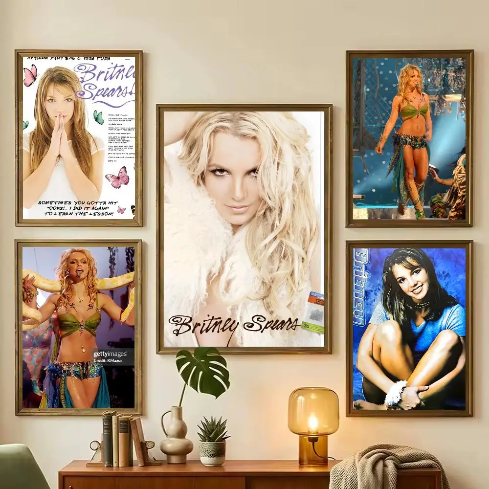 Retro Singer Britney Spears Painting Calligraphy Stylish Wall Art Poster, Bedroom Living Room Home Decor Gift