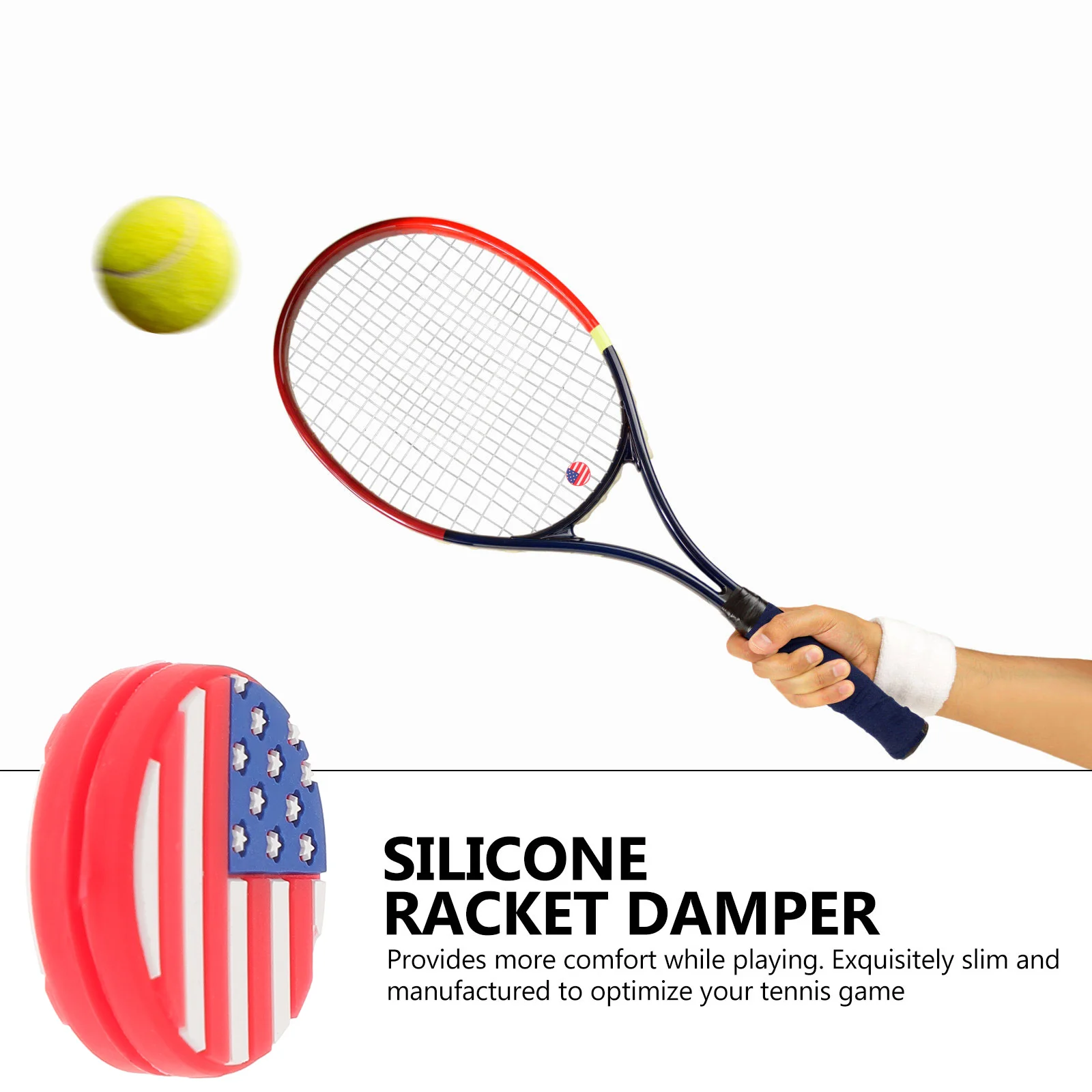 

6Pcs Silicone Tennis Racket Dampeners American Flag Pattern Vibration Absorbers for Enhanced Control Comfort All Rackets