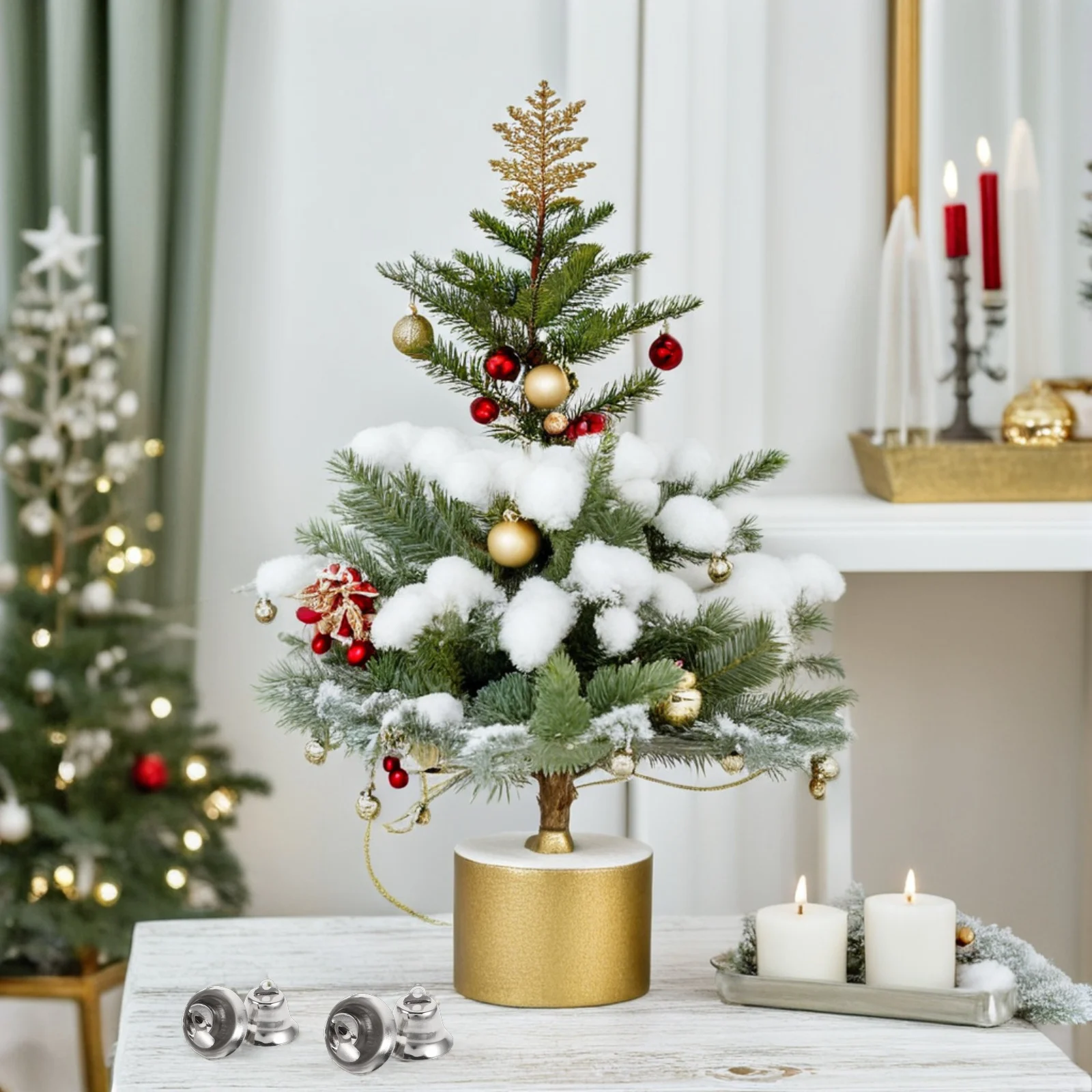 

20Pcs 2.1cm Metal Christmas Bells Decorative Hanging Ornaments for Tree Door Gift Packaging DIY Jewelry Pendants Silver