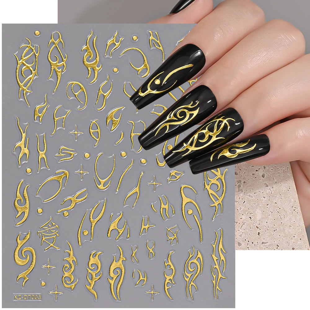 1シート5Dゴールドボウネイルアートステッカーデカール、自己粘着リボン結び目スライダーデカール、プレスオンネイル用ボウノットマニキュア用品