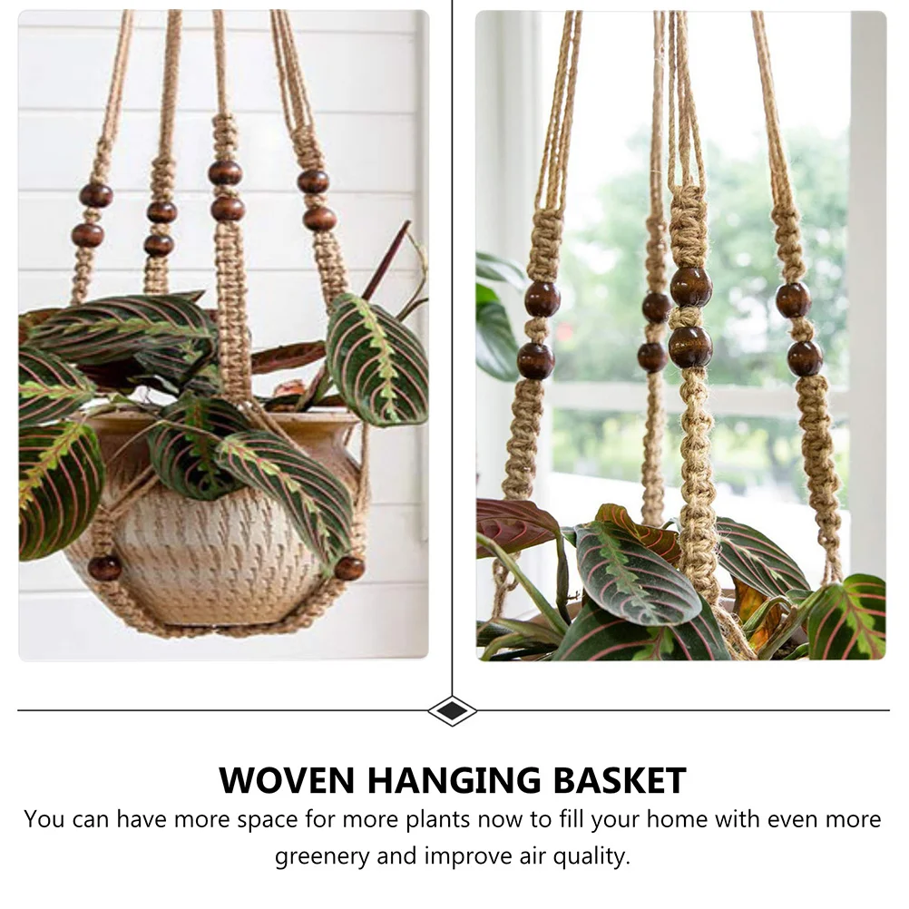 

1Pcs Woven Hanging Basket Rope Planter Hanger for Flower Pots Vintage Design Heavy Duty Wall Decor Suitable Indoor Outdoor Use