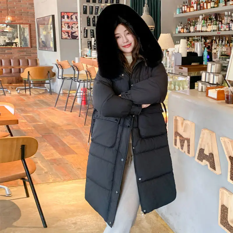 Parkas Warm Casual Parka Jacket 2025 New Winter Coat Women Long Jackets Fur Collar Lining Thick Black Snow Outwear Female