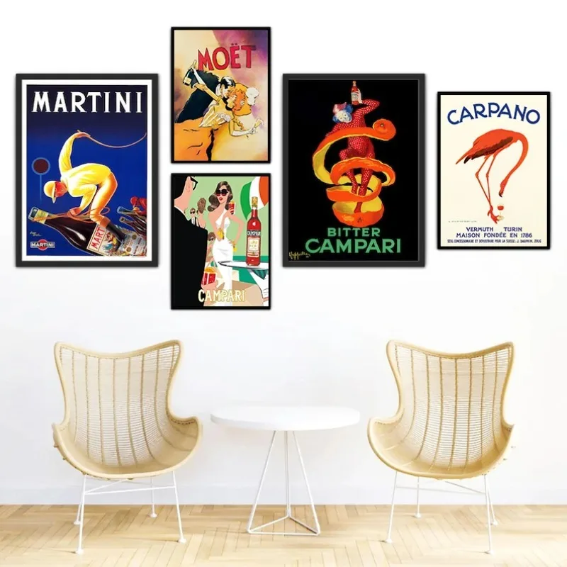 Retro Italian Food&Drink Barilla Pasta Carpano Vermuth Aperol Liqueur Poster Painting Wall Art Pictures Home Bar Decor