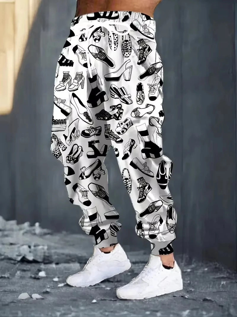 

Весенне-осенние мужские брюки, черно-белые забавные узоры, повседневные модные мягкие удобные спортивные штаны, мужская спортивная одежда на открытом воздухе