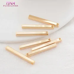 10PCS 3x33MM 14K Gold Color Brass Stick Charms Pendants Jewelry Making Supplies Diy Findings Accessories