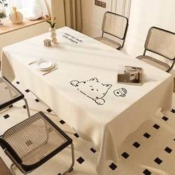 Cream Style Faux Sheepskin Tablecloth, Waterproof Oil-Proof Washable Luxury Rectangular Dining/Tea Table Cover