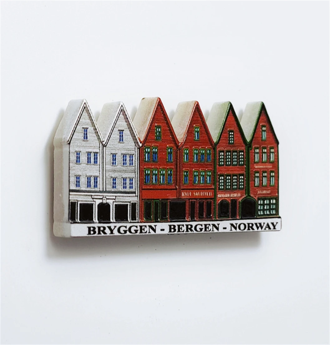 Bryggen Bergen Norway 3D Fridge Magnet Souvenir Gift,Resin Handmade Refrigerator Magnet Home Decoration Collection