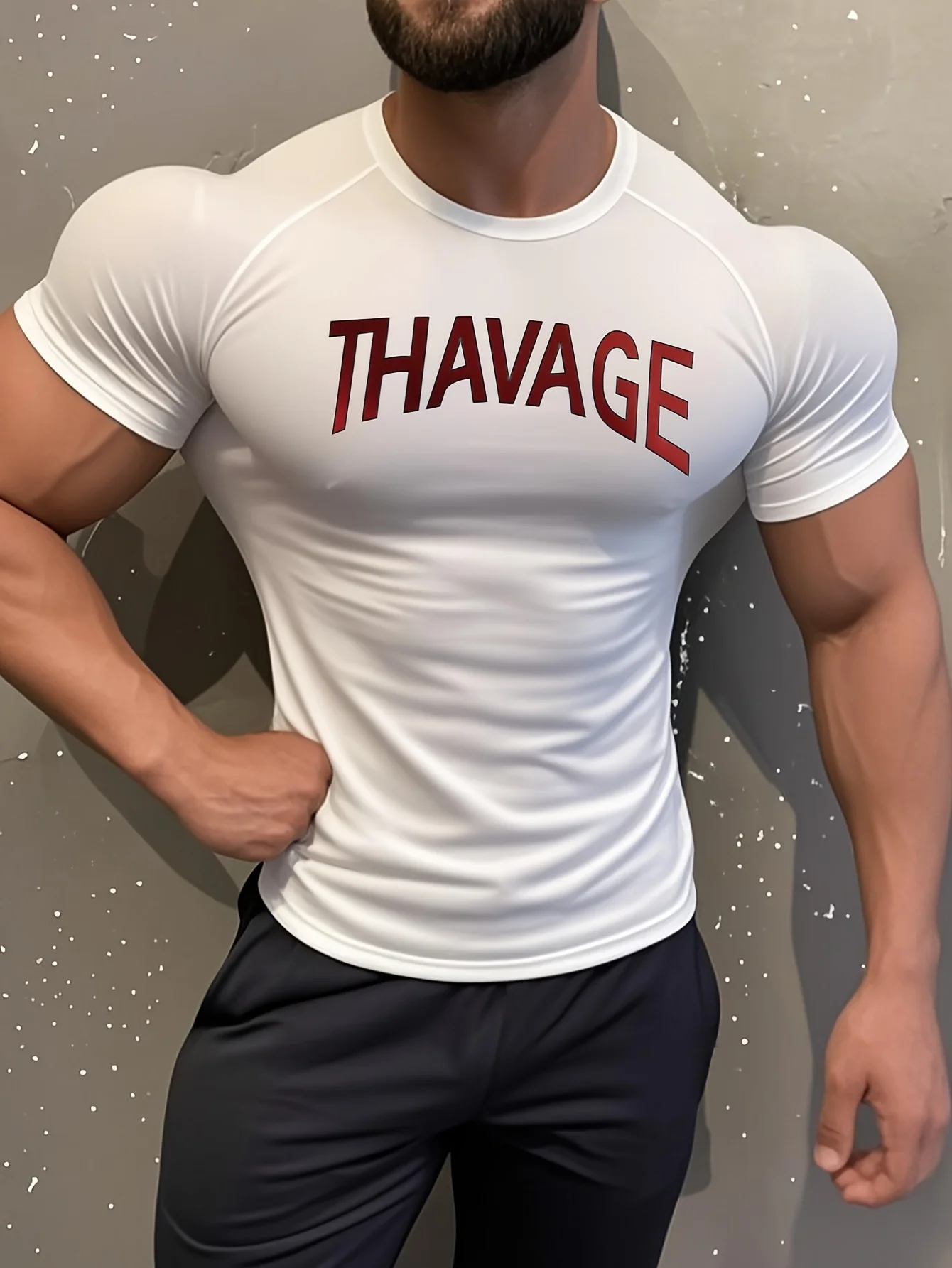 قميص رياضي مرن يمتص الرطوبة للرجال من THAVAGE، قميص عالي المرونة بقصة ضيقة وأكمام قصيرة، ملابس رياضية خارجية غير رسمية