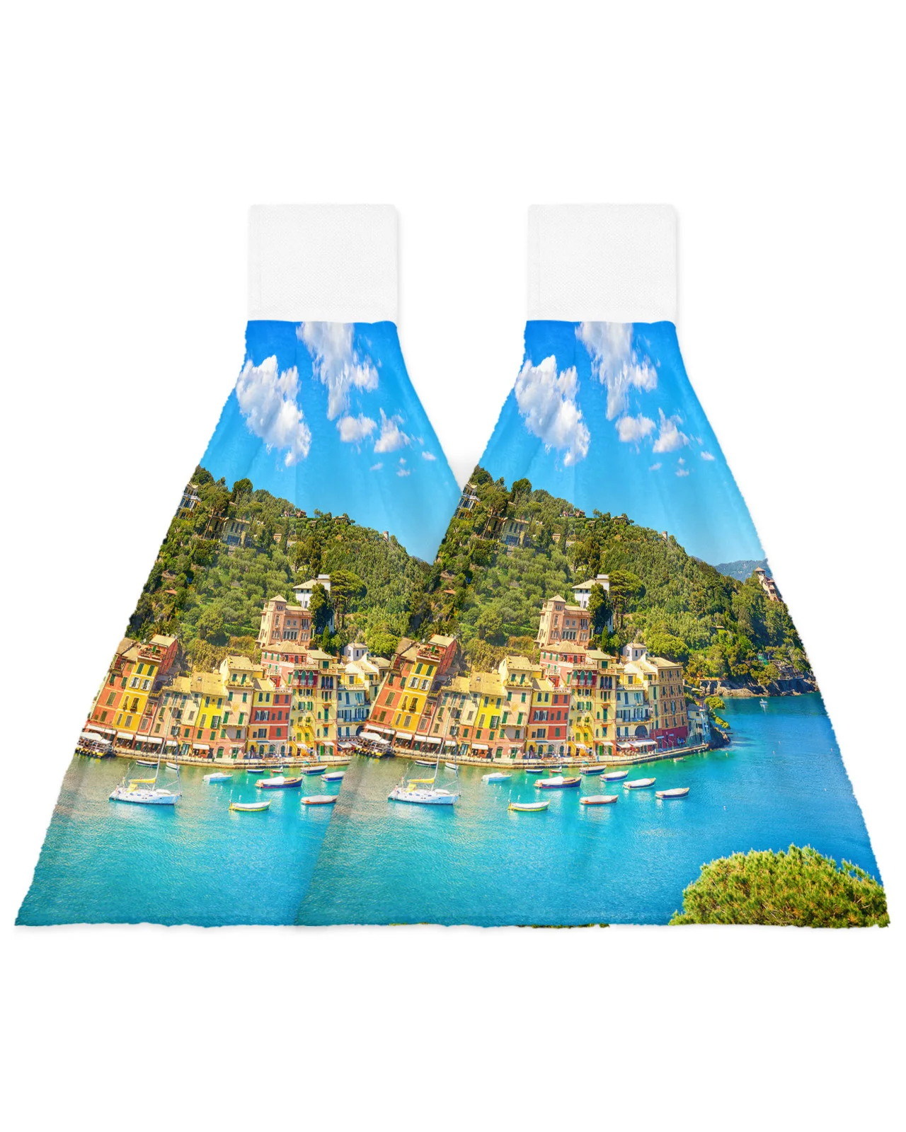 Seaside Building Vessel Hanging Kitchen Hands Towels Quick Dry Microfiber Cleaning Cloth Soft Towel