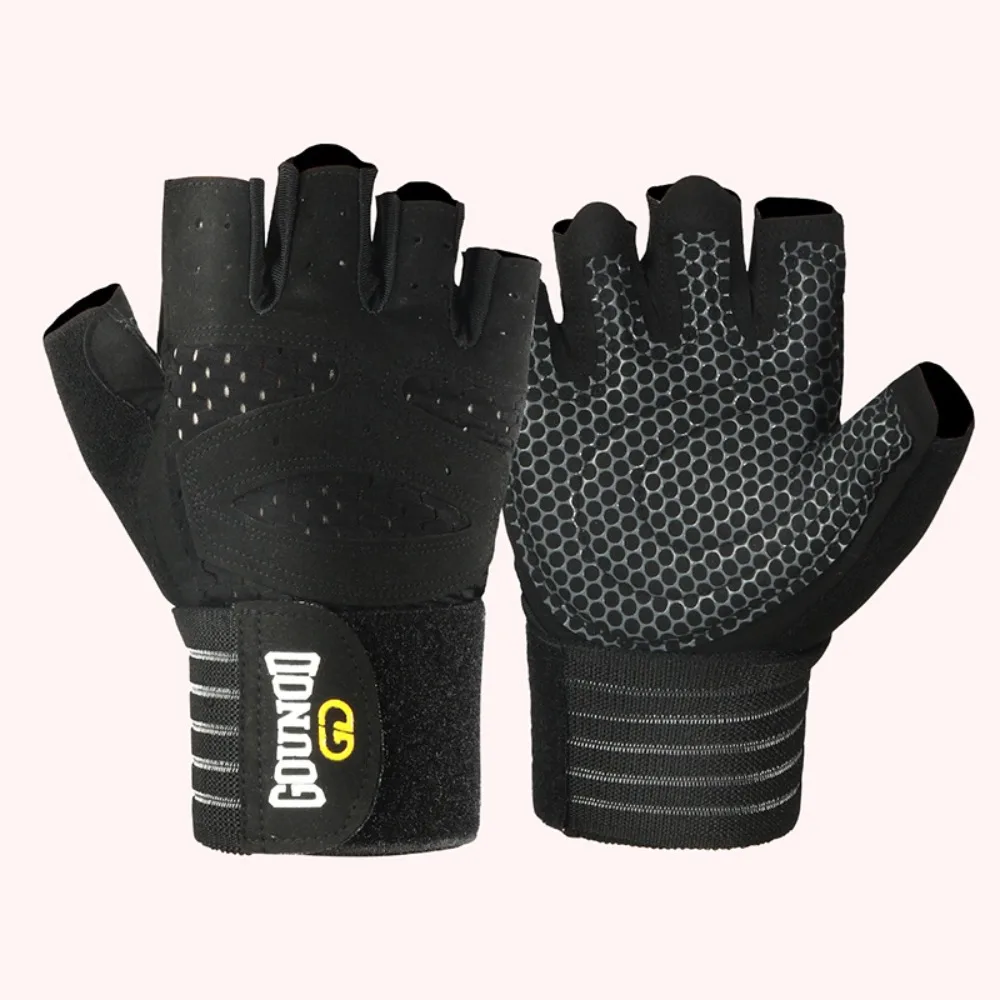 Breathable Weight Lifting Gloves Curved Open Back Shockproof Cycling Motorcycle Gloves Wearproof Non-Slip