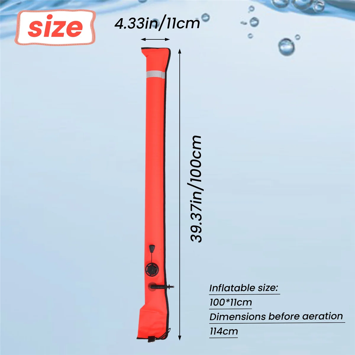 Hot sale 1M Scuba Diving Inflatable SMB Signal Marker Buoy Visibility Float Signal Tube Sausage,Red