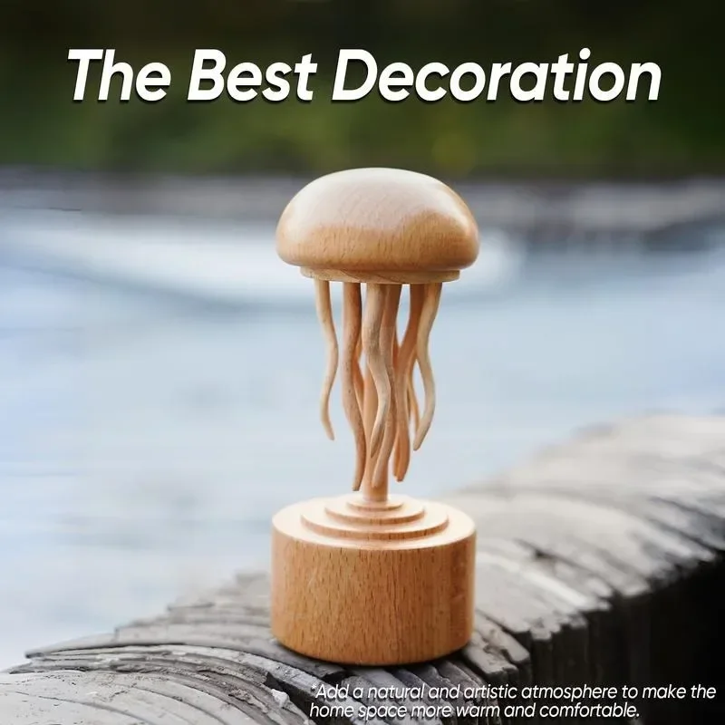 BAI GU UNCLE  Handmade Self-healing Wooden Mechanical Jellyfish Creative Gift, Christmas Birthday House Decoration Supplies