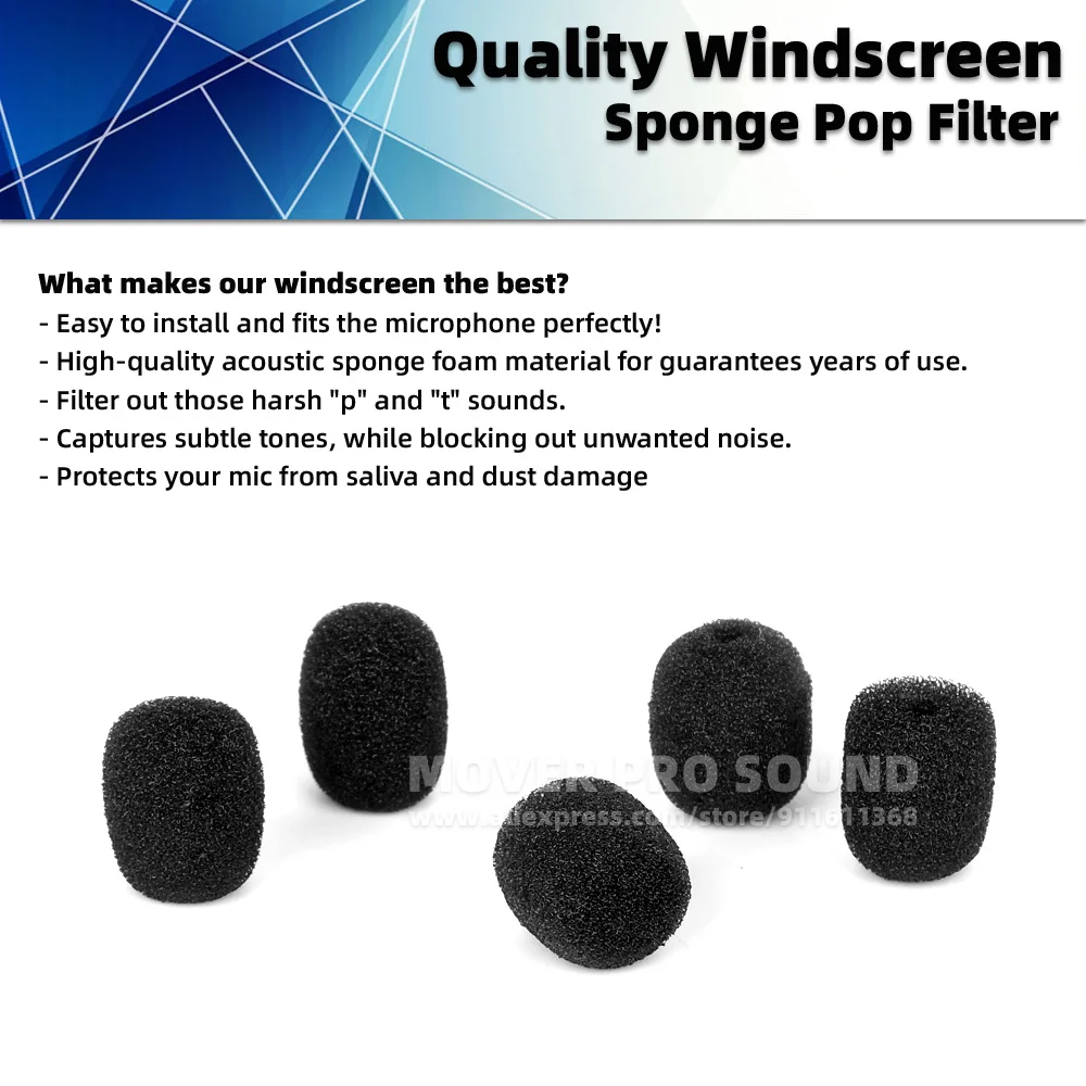 Microphone Windscreen Foam Sponge Cover For MIPRO MU 55 MU55 MU-55L MU-55LS MU-55LX Lavalier Tie Clip Mic Windshield Pop Filter